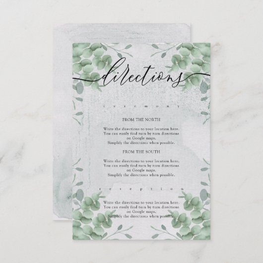 ユーカリ モダン シンプル ウェディング ディレクションズ エンクロージャーカード (正面/裏面)