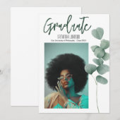 ユーカリ モダン 卒業写真 発表 招待状 (正面/裏面)