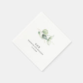 ユーカリ・モノグラム氏とミセス・ネーム結婚ズの紙 スタンダードカクテルナプキン (角)