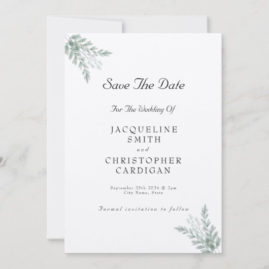 ユーカリ ラスティック エコフレンドリー セーブ・ザ・デート 招待状 (正面)