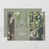 ユーカリ ラスティック フォト セージ ブライダルシャワー インビテーションポストカード (正面/裏面)