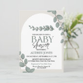 ユーカリ ラスティック フラワーベイビーシャワー 招待状 (スタンド正面)