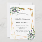 ユーカリ・ラベンダーフローラ幾何学誕生日 招待状 (正面)