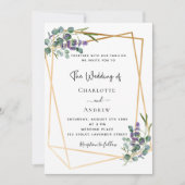 ユーカリ・ラベンダーフローラ幾何結婚性の 招待状 (正面)