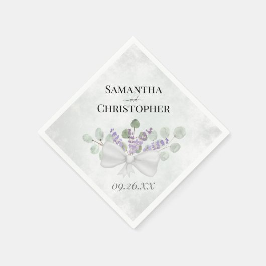 ユーカリ&ラベンダーブーケ素朴ボホ結婚ズ スタンダードカクテルナプキン (角)