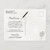 ユーカリ&ラベンダーホワイトウェディング日付を保存 案内ポストカード (裏面)