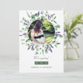 ユーカリ・ラベンダー写真妊娠の発表 案内状 (スタンド正面)