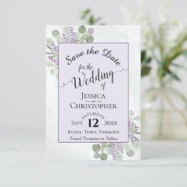 ユーカリ&ラベンダー書道パープル結婚ズ セーブザデート