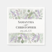 ユーカリ&ラベンダー素朴ウォーターカラー結婚ズ スタンダードカクテルナプキン (正面)