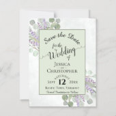 ユーカリ&ラベンダー素朴セージ日付を保存 マグネット招待状 (正面)