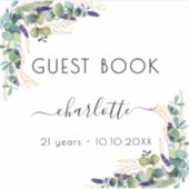 ユーカリ・ラベンダー・グリーンリー誕生日ゲストブック シール (正面)