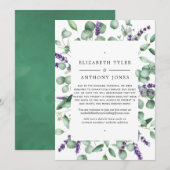 ユーカリ ラベンダー 緑のウェディングゲスト縮小のお知らせ 案内状 (正面/裏面)