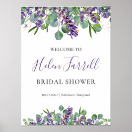 ユーカリ ラベンダー 花 ブライダルシャワー サイン