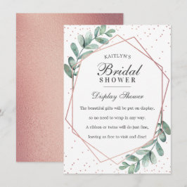 ユーカリ ローズゴールド ジオメトリック ブライダルシャワー エンクロージャーカード