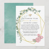 ユーカリ ローズ ジオメトリック バーチャル ウェディング ゲスト 案内状 (正面/裏面)