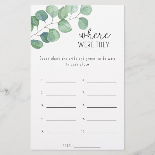 ユーカリ – 彼らはブライダルシャワーゲーム (正面)