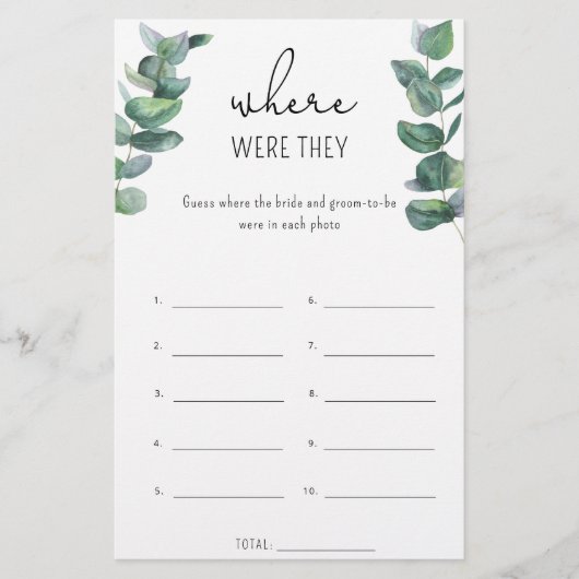 ユーカリ – 彼らはブライダルシャワーゲーム (正面)