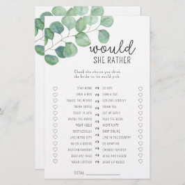 ユーカリ – 彼女はむしろブライダルシャワーゲーム