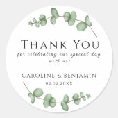 ユーカリ 感謝しています。私たちと一緒にお祝いしてくれてありがとう ラウンドシール (正面)