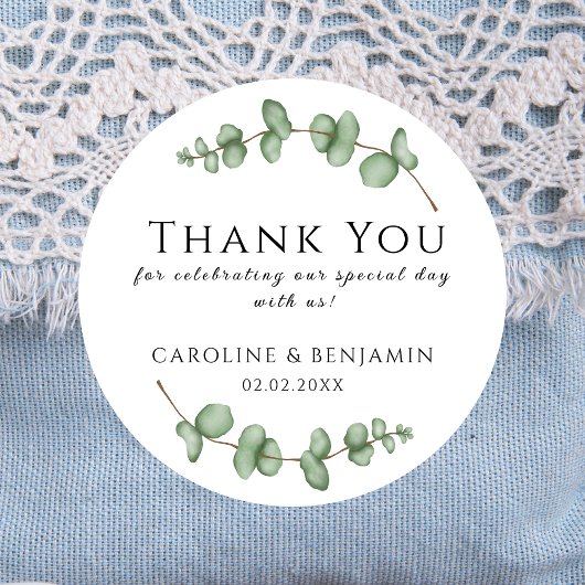 ユーカリ 感謝しています。私たちと一緒にお祝いしてくれてありがとう ラウンドシール