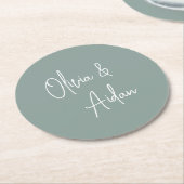 ユーカリ |手書モダンきスクリプ結婚ト ラウンドペーパーコースター (アングル)