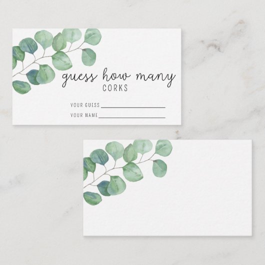 ユーカリ - 新婦が何個の栓を使ったゲームを推測して エンクロージャーカード (正面/裏面)