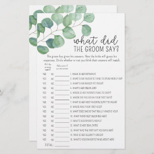 ユーカリ – 新郎は何と言ったブライダルゲーム