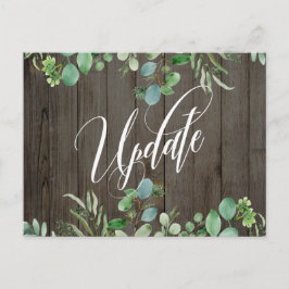 ユーカリ & 木製 延期結婚発表 ポストカード