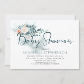 ユーカリ |水彩の緑のベビーシャワー 招待状 (正面)