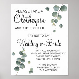 ユーカリ 洗濯ばさみ ブライダルシャワー ゲーム サイン