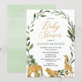 ユーカリ 男女問わず 緑 ゴールド サファリ 招待状