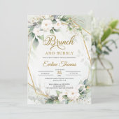 ユーカリ 白いバラ ゴールドのブランチ そして きらきら輝くシャンパン 招待状 (スタンド正面)