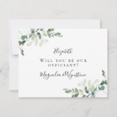 ユーカリ 私たちと結婚してください 私たちの結婚式の司祭になってくれますか 招待状 (裏面)