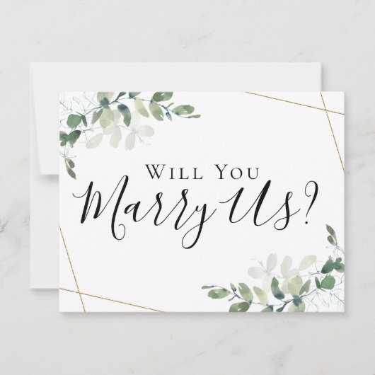 ユーカリ 結婚してください 私たちの式の司祭になってくれますか 招待状 (正面)