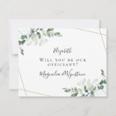 ユーカリ 結婚してください 私たちの式の司祭になってくれますか 招待状 (裏面)