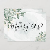 ユーカリ 結婚してください 私たちの式の司祭になってくれますか 招待状 (正面/裏面)