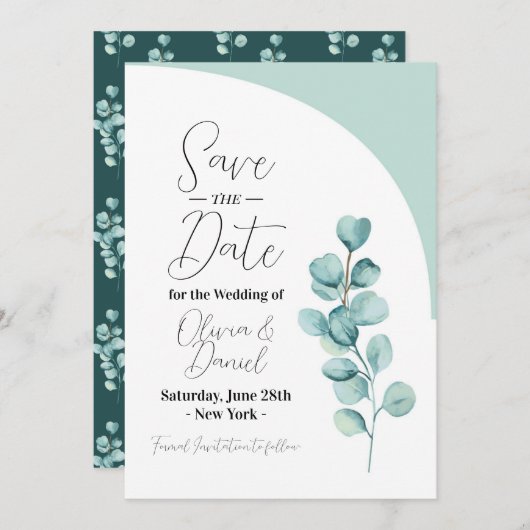 ユーカリ 結婚式 葉 春 Save The Date セーブザデート (正面/裏面)