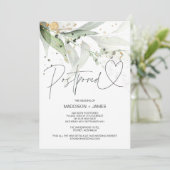 ユーカリ（緑）結婚の延期日変更 招待状 (スタンド正面)