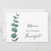 ユーカリ 花嫁の花を運ぶ女の子の招待状 招待状 (正面)