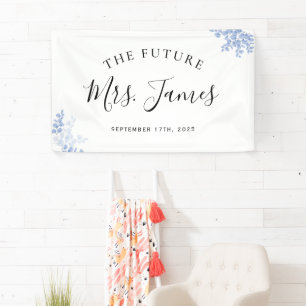 ユーカリ・葉金ゴールド・ダスティ・ブルー結婚式 横断幕