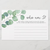 ユーカリ – 誰が私のブライダルシャワーゲーム 便箋 (正面)