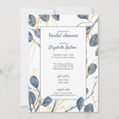 ユーカリ&金ゴールドウォーターカラーガーデンブライダルシャワー 招待状