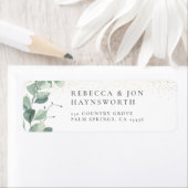 ユーカリ&金ゴールド紙吹雪結婚ズ ラベル (インサイチュ)