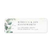 ユーカリ&金ゴールド紙吹雪結婚ズ ラベル (正面)