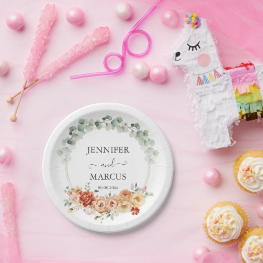 ユーカリ&開花エレガンス紙プレート ペーパープレート (パーティー)