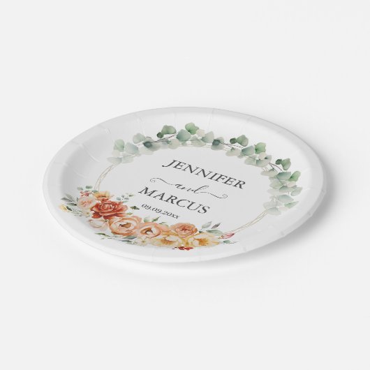 ユーカリ&開花エレガンス紙プレート ペーパープレート (アングル)