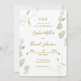 ユーカリ&開花結婚式招待状 招待状