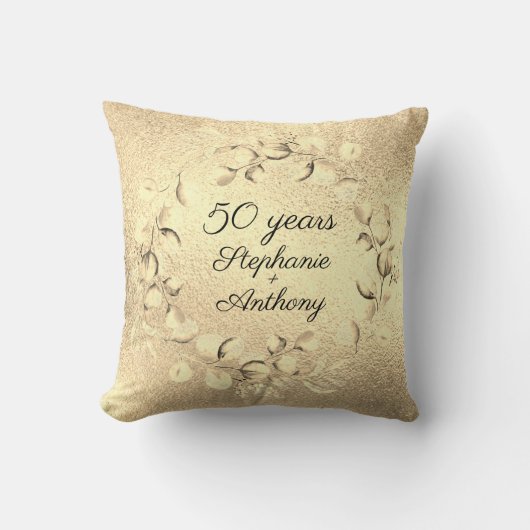 ユーカリ 50周年 ゴールデンウェディングアニバーサリー クッション (正面)