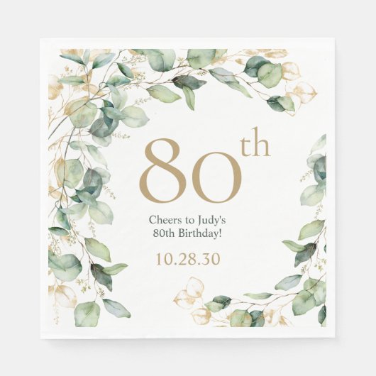ユーカリ 80歳の誕生日 スタンダードランチョンナプキン (正面)
