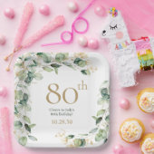 ユーカリ 80歳の誕生日 ペーパープレート (パーティー)